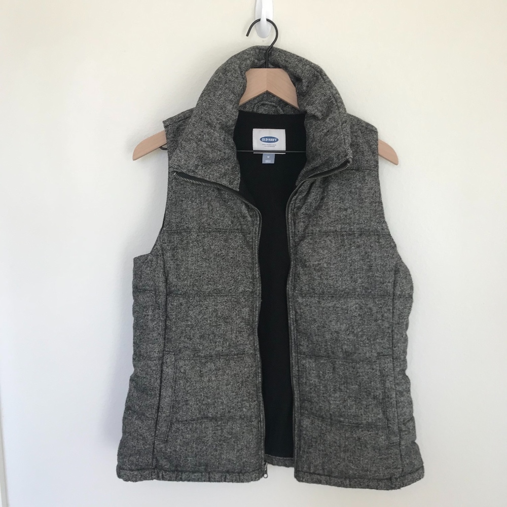 Old Navy Heather Grey Puff Vest Jacket